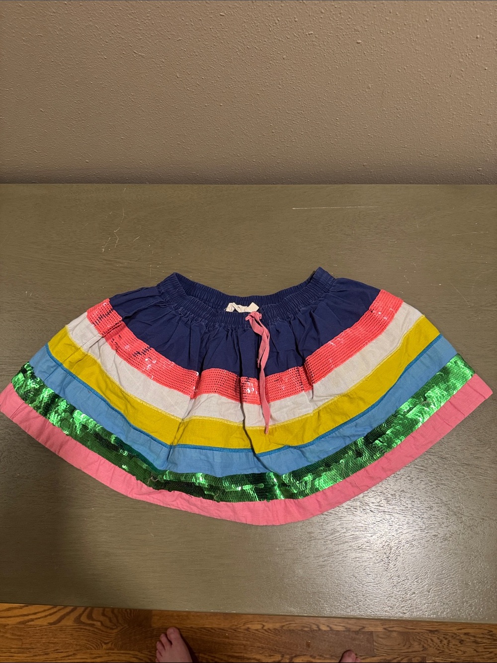 Mini Boden Navy, Pink, Green, Yellow & Blue Striped Skirt Size 4-5y